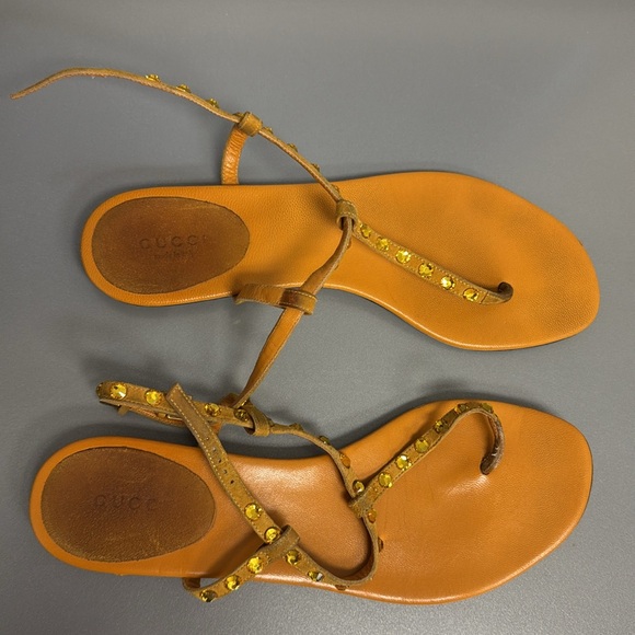 Gucci Crystal Leather Sandals - Picture 4 of 11